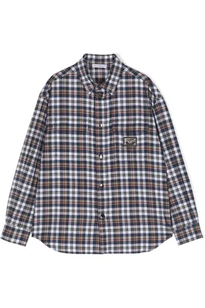 Dolce & Gabbana Logo-plaque checked cotton shirt