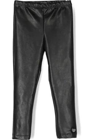 MONNALISA Logo-plaque faux-leather trousers