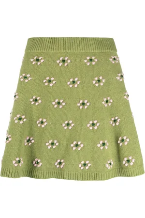 Kenzo Floral-motif wool skirt