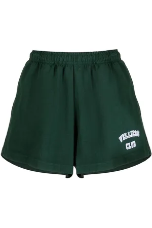 Sporty & Rich Slogan-embroidered cotton shorts