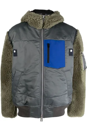 SACAI Colour-block zip-up hooded jacket