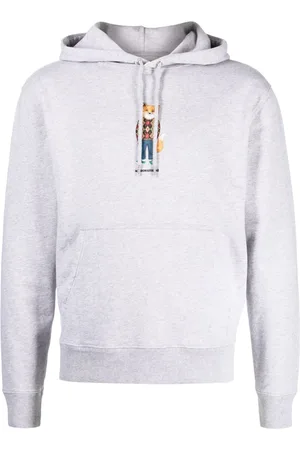 Maison Kitsuné Fox-print m??lange-jersey hoodie