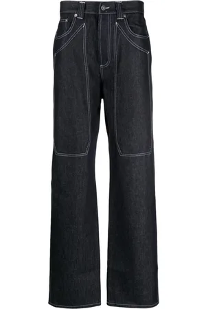 Winnie NY Contrast-stitching straight-leg jeans