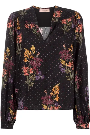 Twin-Set Mix-print V-neck blouse