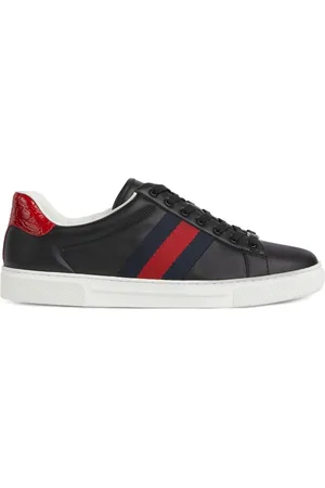Ace Webbing-Trimmed Leather Sneakers