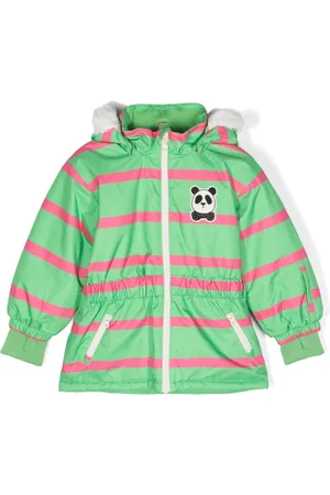 Mini Rodini Panda-patch striped raincoat