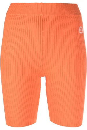 Sporty & Rich Logo-patch ribbed-knit biker shorts
