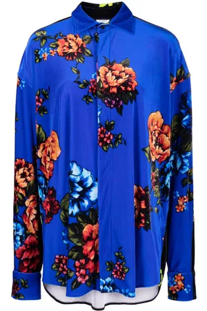 Vetements Floral-print straight-point collar shirt