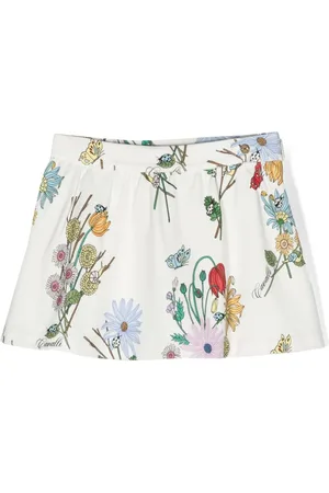 Roberto Cavalli Logo-plaque floral-print skirt