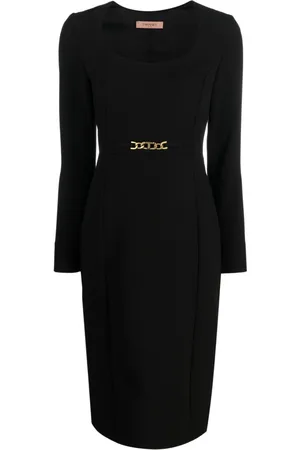Twin-Set Chain link-detail long-sleeve dress