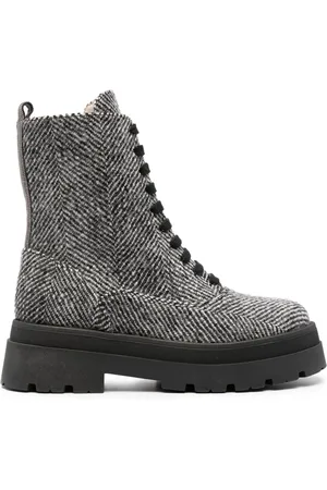 Fabiana Filippi Herringbone-pattern lace-up ankle boots