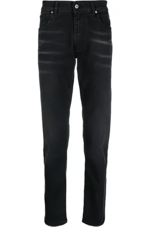 SALVATORE SANTORO Logo-patch cotton slim-fit jeans