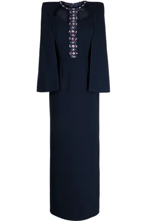 Jenny Packham Lucille crystal-embellished cape dress