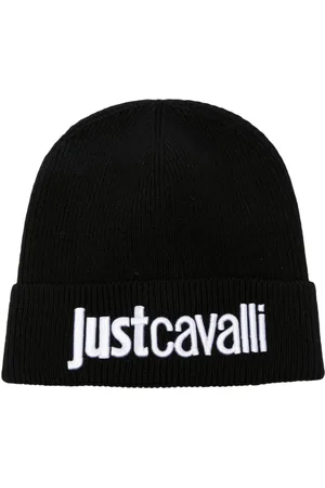 Roberto Cavalli Logo-embroidered ribbed-knit beanie