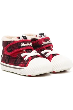 Miki House Check-print cotton sneakers