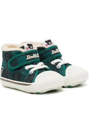 Miki House Tartan check-pattern touch-strap sneakers