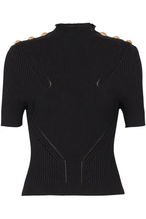 Balmain Button-detail ribbed top