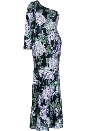 Marchesa Notte Sequin-embellished one-shoulder gown