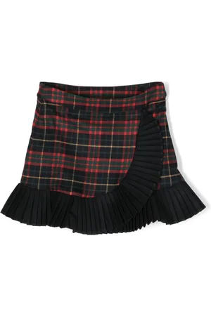PATACHOU Tartan-check ruffle-detail miniskirt