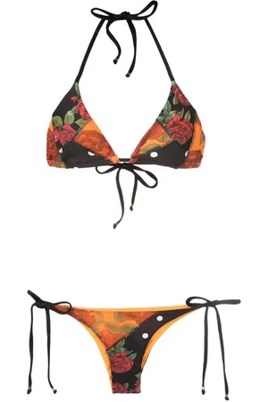AMIR SLAMA Patchwork rose-pattern bikini set