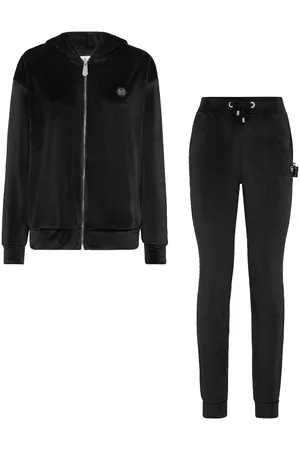 Philipp Plein Crystal-embellished plush tracksuit set
