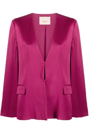 Twin-Set Cap-sleeves collarless blazer