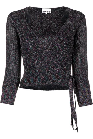 Ganni Sparkle ribbed-knit top