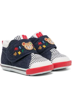 Miki House Embroidered touch-strap sneakers