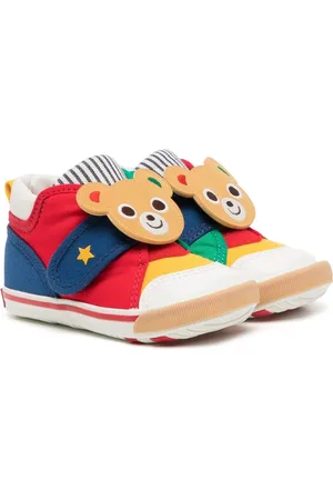 Miki House Bear-motif touch-strap sneakers