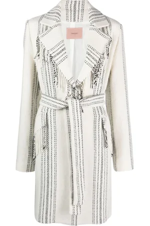 Twin-Set Jacquard fringed coat