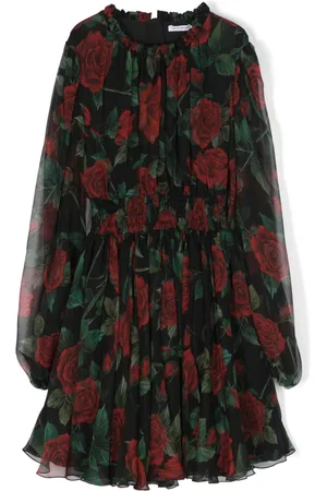 Dolce & Gabbana Rose-print layered silk dress