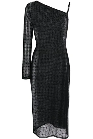 Courrèges Asymmetric semi-sheer midi dress