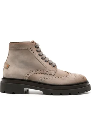 santoni Suede brogue boots