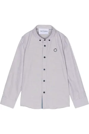 Trussardi Logo-embroidered m??lange-effect shirt