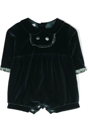 JESURUM BABY Ruffled-trim velvet romper