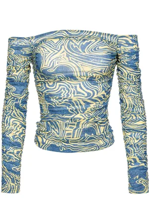 Pinko Graphic-print off-shoulder top