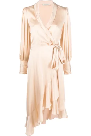 ZIMMERMANN Asymmetric wrap silk midi dress