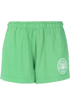 Sporty & Rich Logo-embroidered cotton track shorts