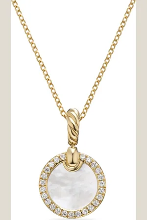 David Yurman 18kt yellow Petite DY Elements diamond necklace (17.8mm)