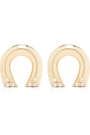 HARWELL GODFREY 18kt yellow Tiny Horseshoe diamond stud earrings