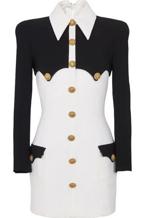 Balmain Buttoned crepe minidress
