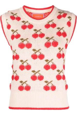 La DoubleJ Cherry patterned intarsia-knit vest