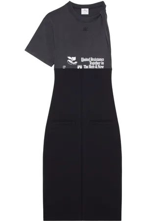 Courrèges Logo-print panelled midi dress
