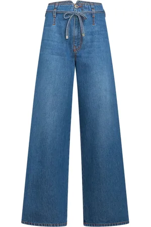 Etro Floral-embroidered belted jeans