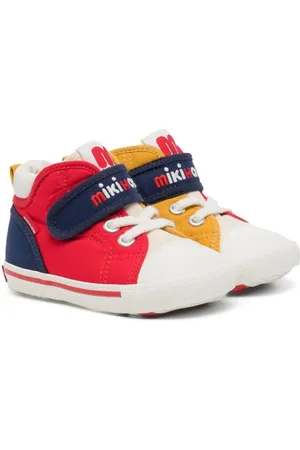 Miki House Embroidered-logo colour-block sneakers