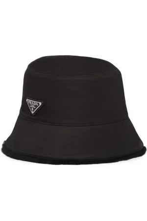 Prada Triangle-logo shearling bucket hat