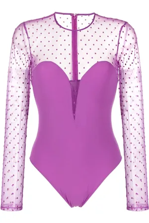 FLEUR DU MAL Dotty plunge bodysuit