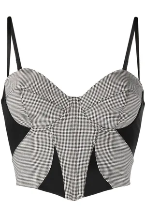 FLEUR DU MAL Houndstooth-pattern bustier