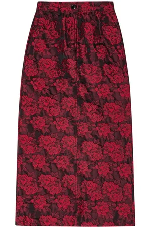 Ganni Botanical-print jacquard maxi skirt