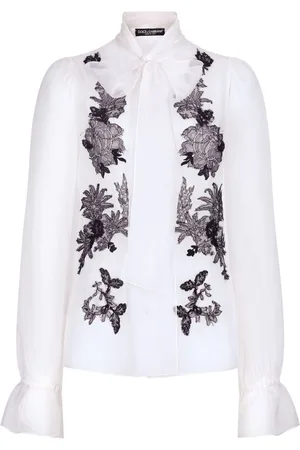 Dolce & Gabbana Lace-appliqu?? silk-blend shirt